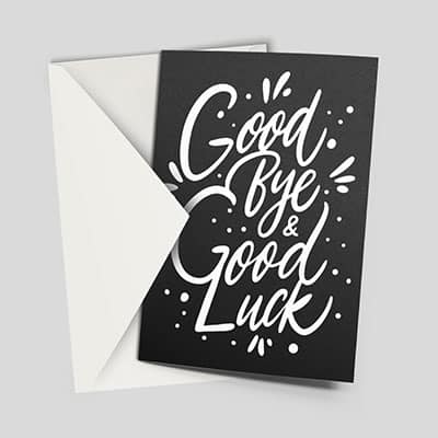 A5 greetings card folded along the long edge